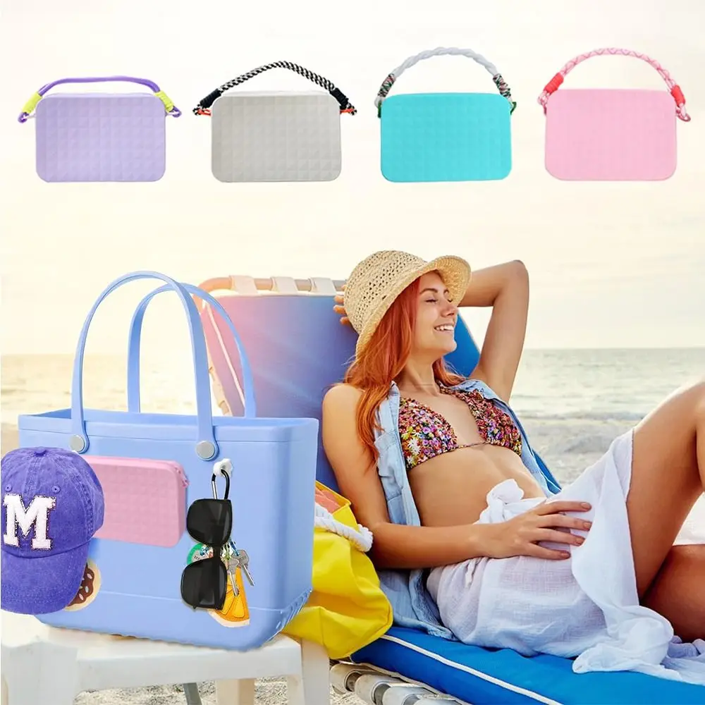 

Silicone Storage Pouch with Lanyard Waterproof Beach Bag Connector Reusable Large-Capacity Phone Holder for Bogg Bag