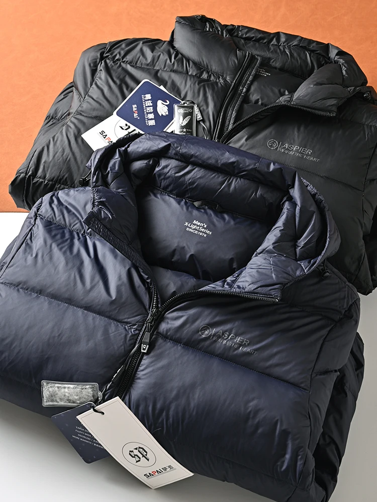 

High Puffin Men's down Jaet Hooded Lightweight Faion Casual Du down Coat Trendy White Color Urban Sle Youth Outerwear