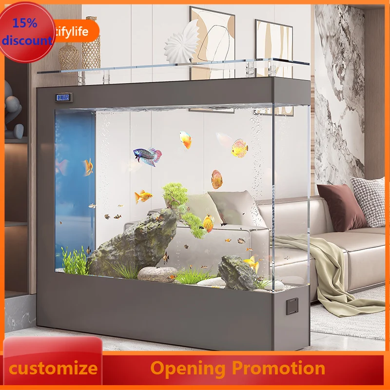 cn8617 ss Fish Tank Living Room Household Ultra-clear Glass Floor-standing Ecological Aquarium Partition Screen New Model