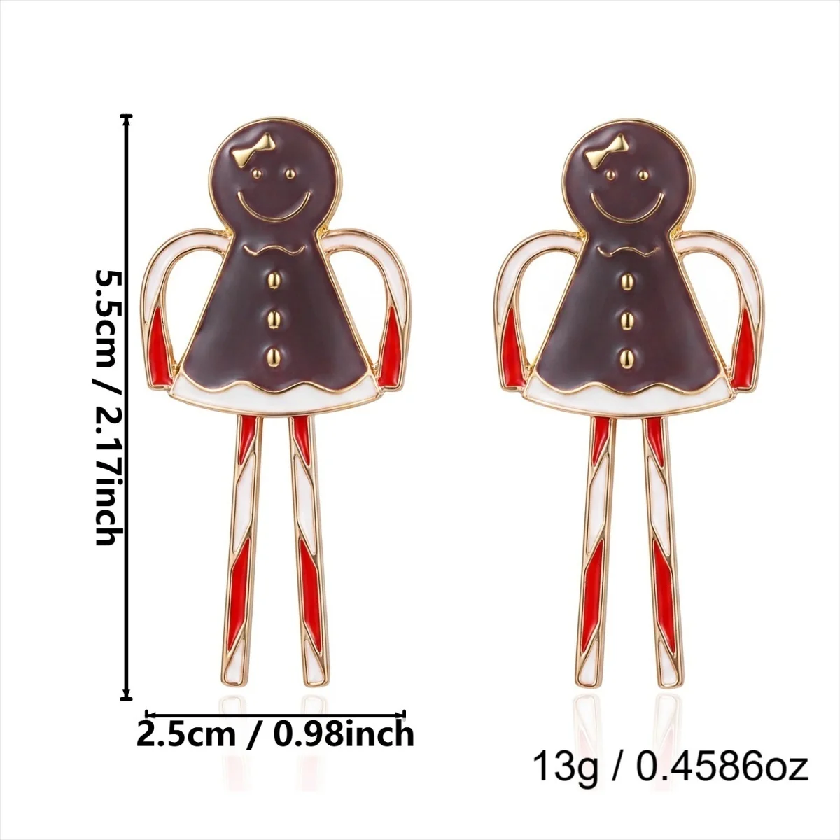 Weihnachtliche kreative Ohrhänger mit simulierten Perlen und langen Beinen im Weihnachtsmann-Design für Damen, Neujahrs-Ohrschmuck mit Lebkuchenmann und Schneemann. – Detail 39