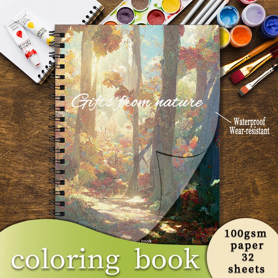 Gift from nature Adult Coloring Book - 8.3x 11.2 Inch 32 Page Coloring Book - Helps Reduce Stress and Ease Emotions
