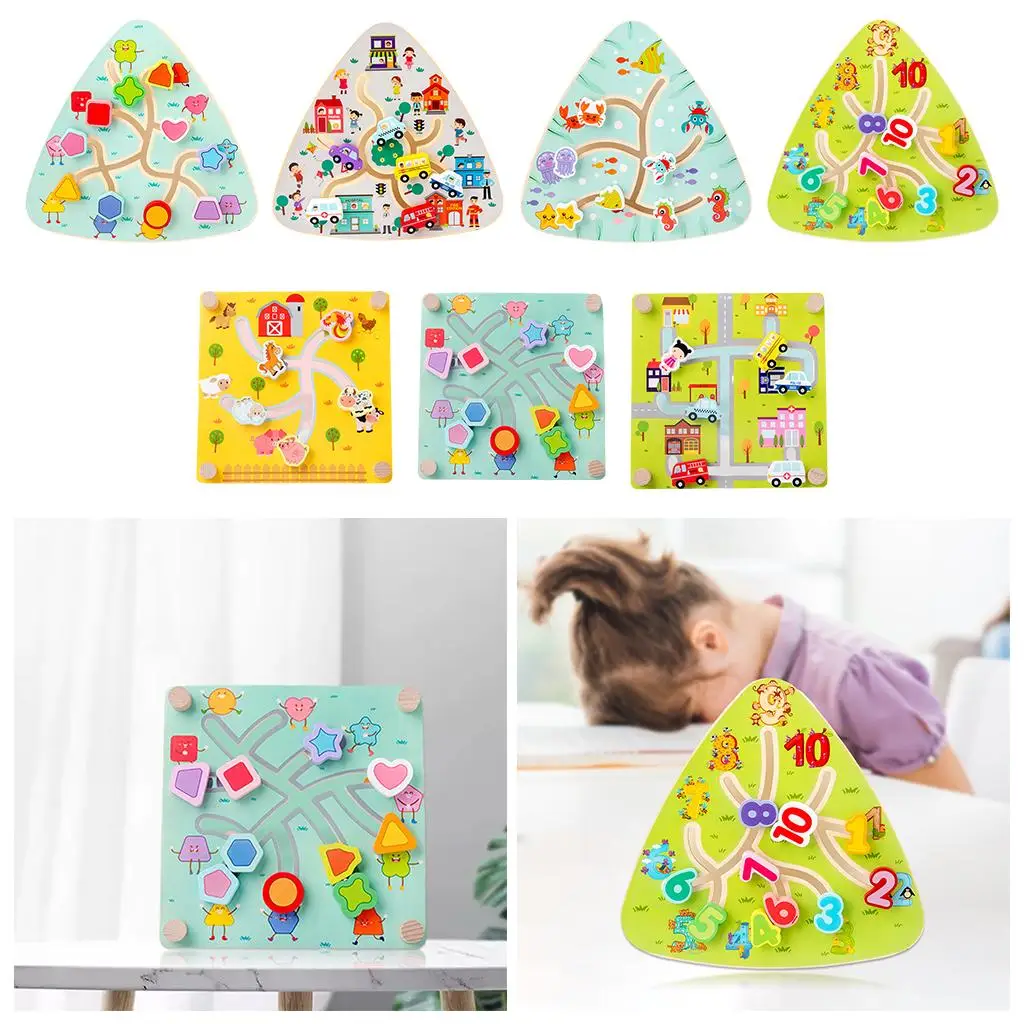 パズル木製迷路ボード就学前数学学習教育玩具細かい色認識ギフト 3 歳の子供