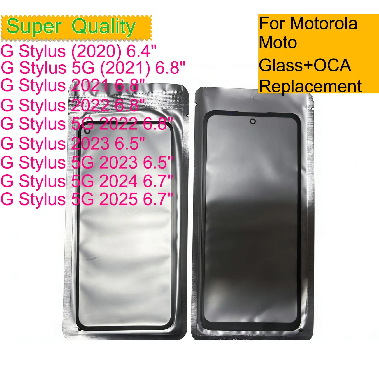 10 Peças/Lote para Motorola Moto G Stylus 5G 2025 2024 2023 2022 2021: Painel de Tela Sensível ao Toque, Lente Frontal, Vidro Externo com Substituição OCA
