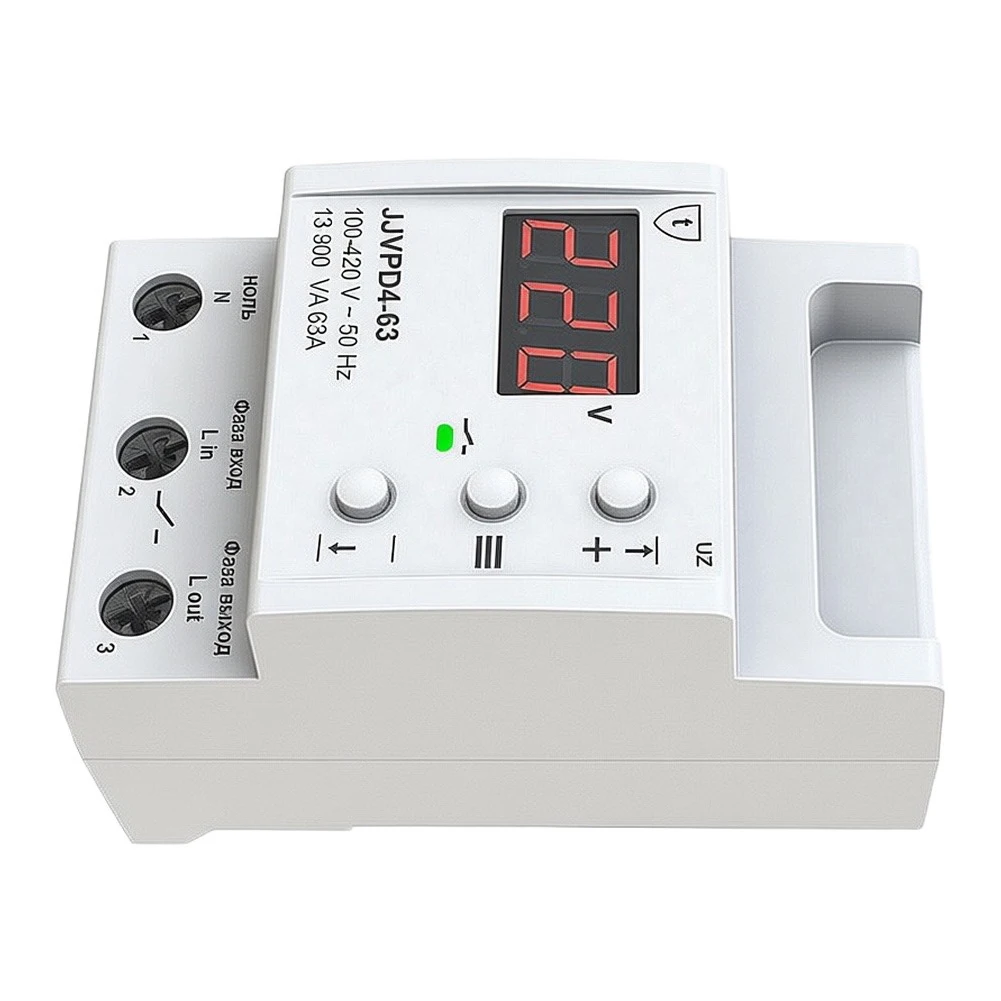 230V 63A Single Phase Voltage Protector True RMS Measurement Delayed Restart 120s-180s Recommended for Fridges AC Units