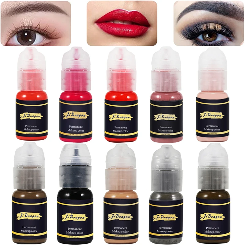 

15ml Tattoo Pigment ink Set Color Permanent Makeup Microblading Supplies Eyebrow Lip Eyeliner Shading Micropigmentation Cosmetic