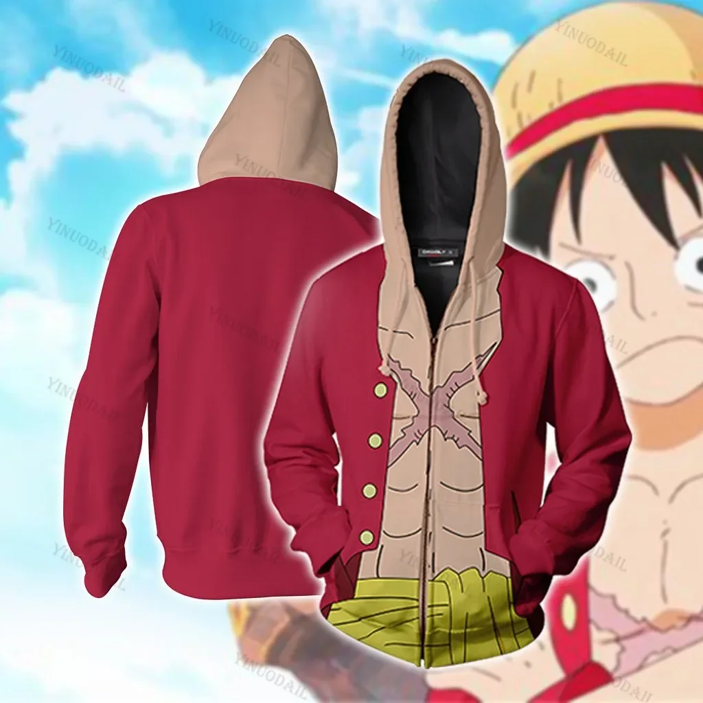 Anime One Piece Hoodies 3D Print Pullover Sweatshirt Monkey D Luffy Ace Sabo Shanks Law Battle Tracksuit Outfit Casual Outerwear