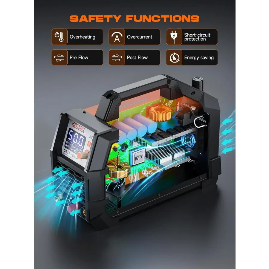 Plasma Cutter 50 Amp Machine with 110V 220V Dual Voltage Support for Metal Fabrication Up to 3 4'' Thick Cutting with 1 2'' Cle