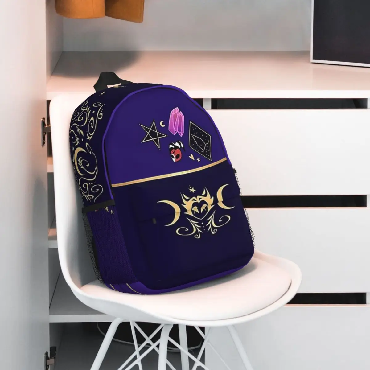 Helluva Boss - Stolas Novo padrão elegante bolsa escolar estampada mochila leve de 15 polegadas