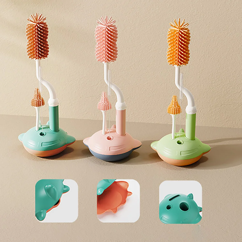 4-teiliges Silikon-Flaschen-Reinigungsbürsten-Set mit langem Griff – perfekt für Flaschen, Sportwasserflaschen, Vasen und Glaswaren