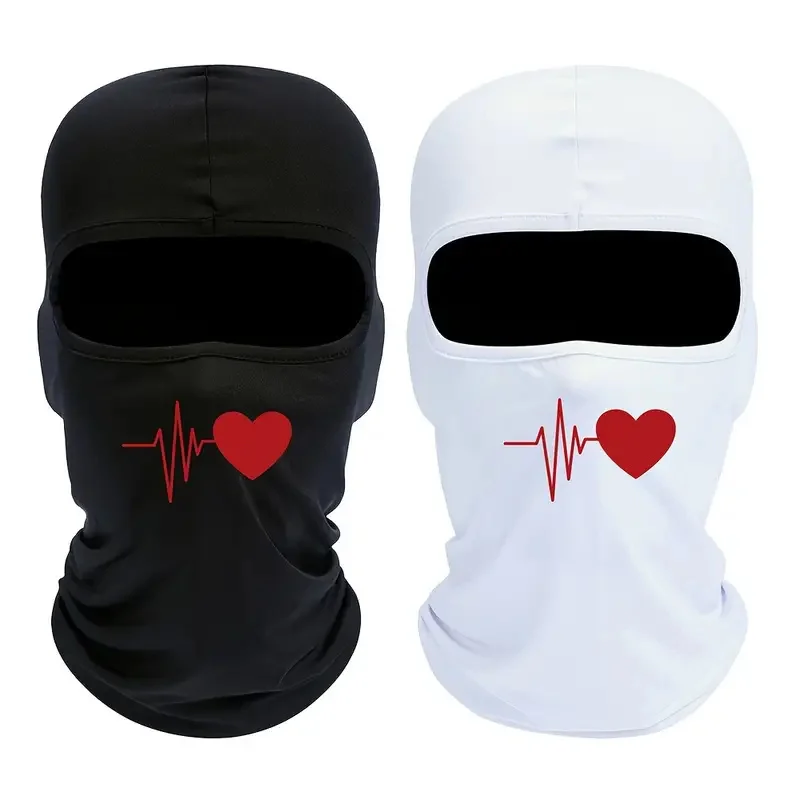 Electrocardiogram Printed Balaclava Hat Hood for Men Women Outdoor Riding Balaclava Mask Breathable Windproof Sunscreen Sun Hat