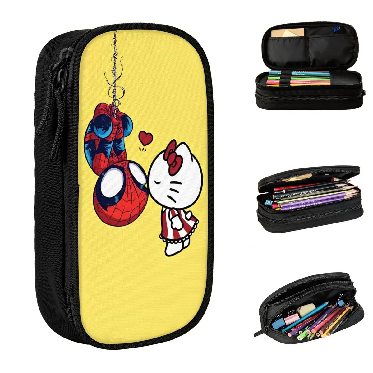 

Новые пеналы Hello Kitty Spiderman Kiss, пенал для ручек для студентов, большая сумка для хранения, офисная сумка на молнии, канцелярские принадлежности