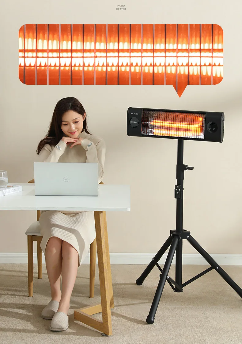 ฮีตเตอร์ไฟฟ้าแบบท่อคาร์บอนไฟเบอร์650/1500W ลมร้อนรีโมทคอนโทรลแบบพกพา pemanas ruangan elektrik
