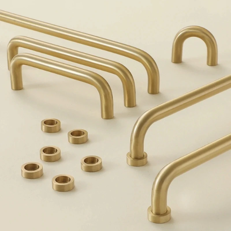 Pitch-row 32-416mm American Minimalist Solid Brass Bedroom Wardrobe Door Handles Gold Handles for Cabinets and Drawers