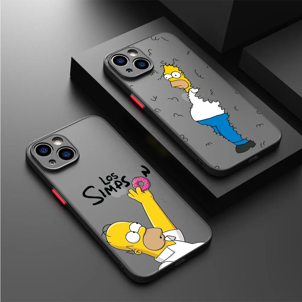 Funda mate para Apple iPhone, protector de teléfono con diseño de Homer Jay Los Simpsons, 11 SE, 14, XS, 15 Plus, 7, XR, 6S, 13, 14 Pro Max, 8, 12