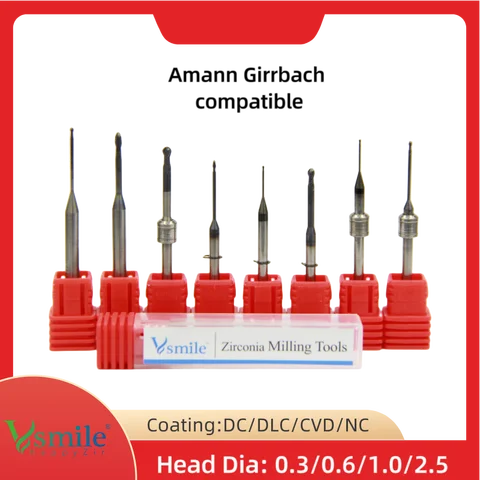 Amann Girrbach Ceramill Motion2 Matik Zirconia Milling Burs Diamond Coating Milling Cutter PMMA Drills For CADCAM Dental Lab