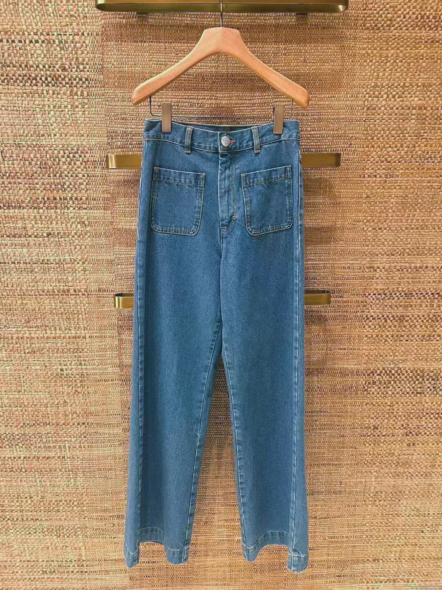 

S Home Southern Oil High End Women's Faion Casual Waed Distred Straight Leg Jeans High Waist Wide Leg Pants