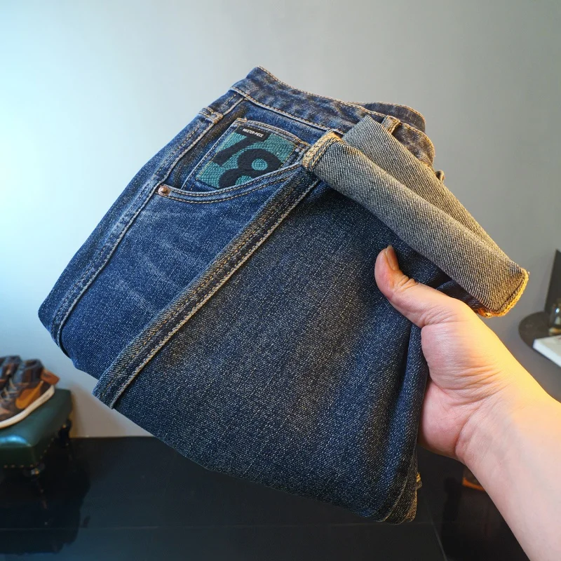 Fashion jeans men's spring and autumn European station embroidery casual straight-leg loose long harem pants