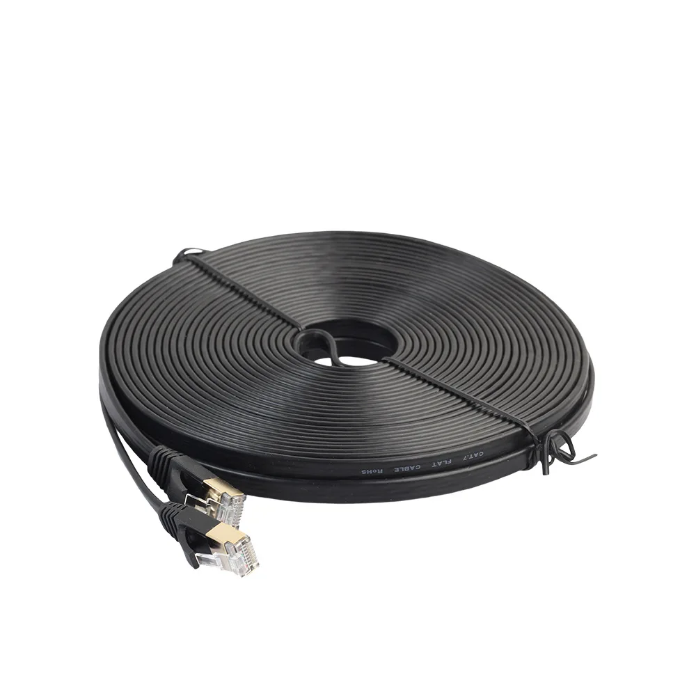 

F-B-A Black Gold-Plated Shielded Head All Copper 10 Gigabit CAT7 Class 7 Flat Shielded Network Cable