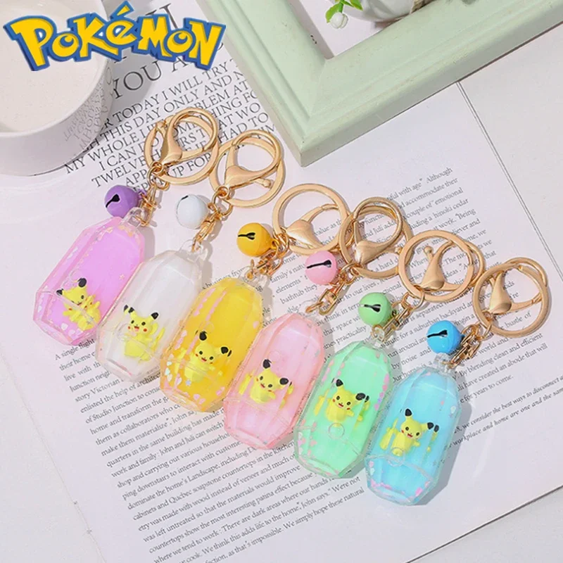 

Pokemon Pikachu keychain cute drift bottle couple trinkets Valentine's Day Christmas birthday gift Japanese anime peripherals