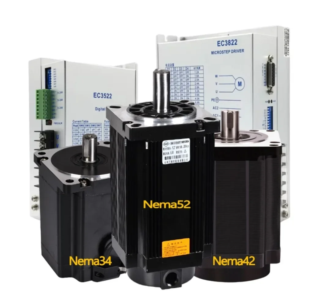 3 Phase Nema34 Nema42 Nema52 Stepper Motor 4.5/8.5/12/16/20/24/35/50Nm 14/19mm Shaft Motor AC80-240V EC3522 EC3822 Driver Kit