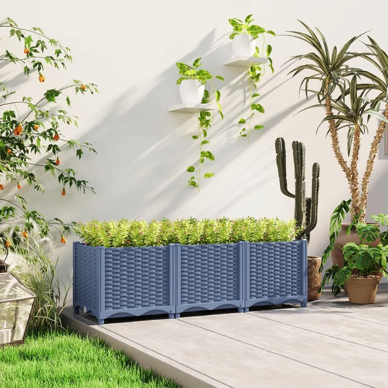 

Plastic Raised Garden Bed, 4 x 1 x 1 ft Outdoor Flower Box with Drainage Holes for Vegetables, Herbs, Blue