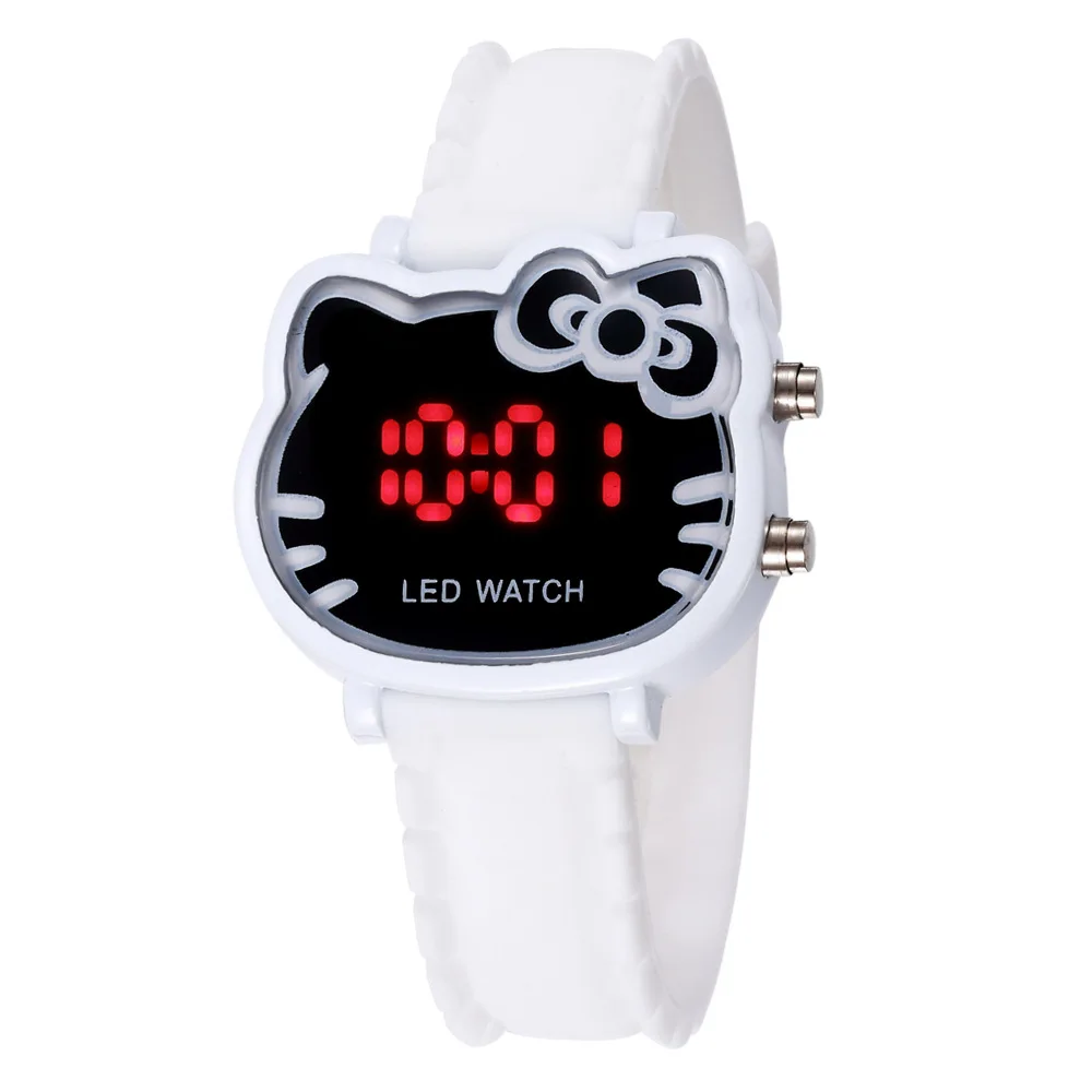 UTHAI Children's Watch Girl Cute Cat Head Cartoon LED Watch Student Electronic Fashion Wristwatches