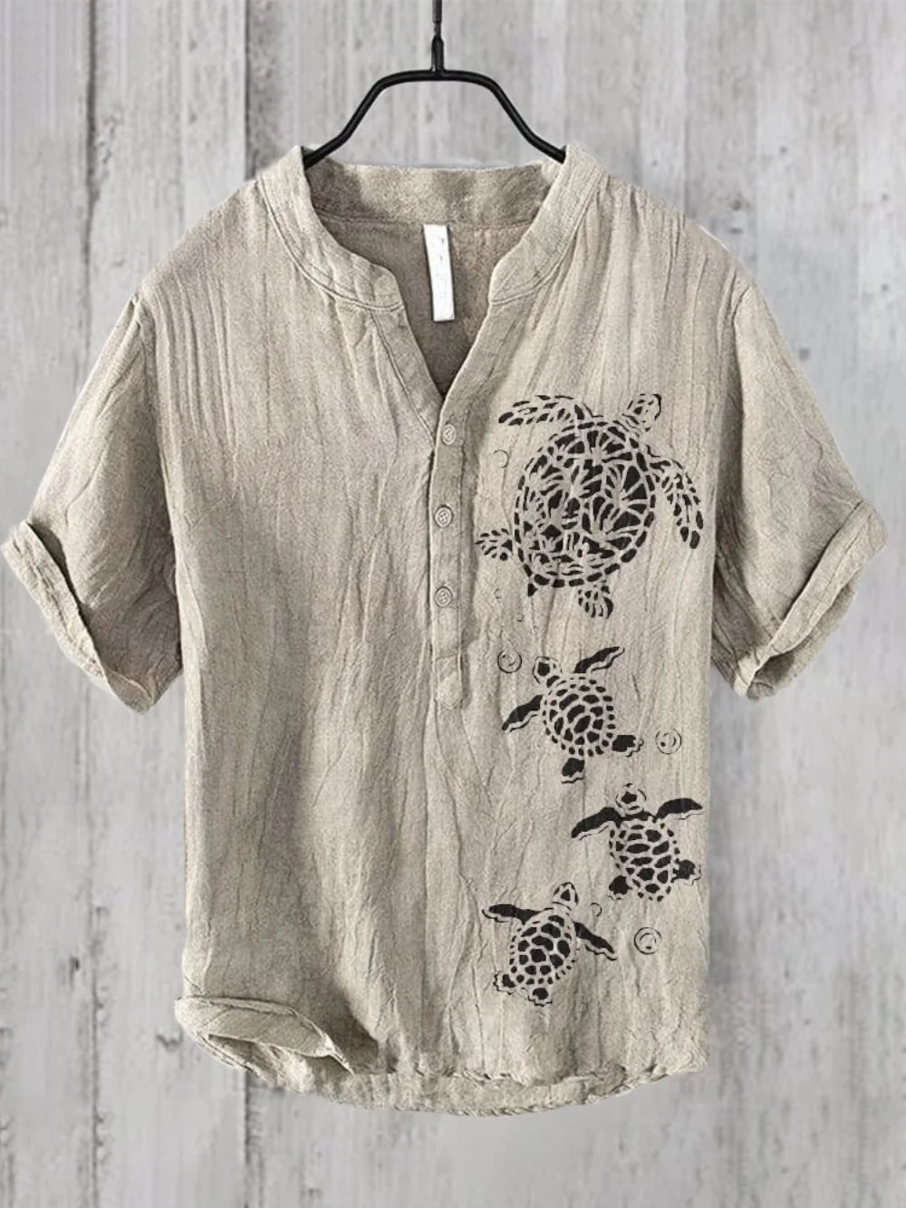 

Men's Summer 3D Printed Polo Shirt Short Sleeve Three Button Pullover Street Casual Comfortable Linen Top for Men