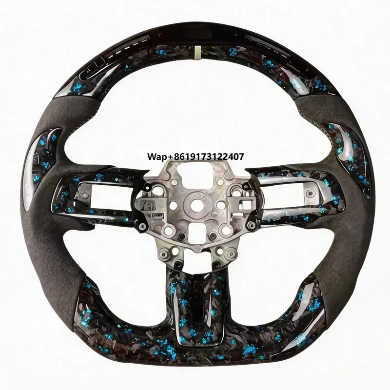 Luminous LED Dynamic Forged Carbon Fiber Sport Steering Wheel for Mustang 2013 2024 Direct Replacement