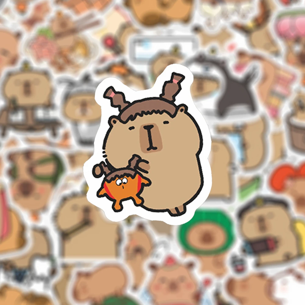 

10/30/55pcs Kawaii Capybara Stickers Cute Cartoon Animal Decals Water Bottle Phone Suitcase Waterproof Graffiti Sticker Kids Toy