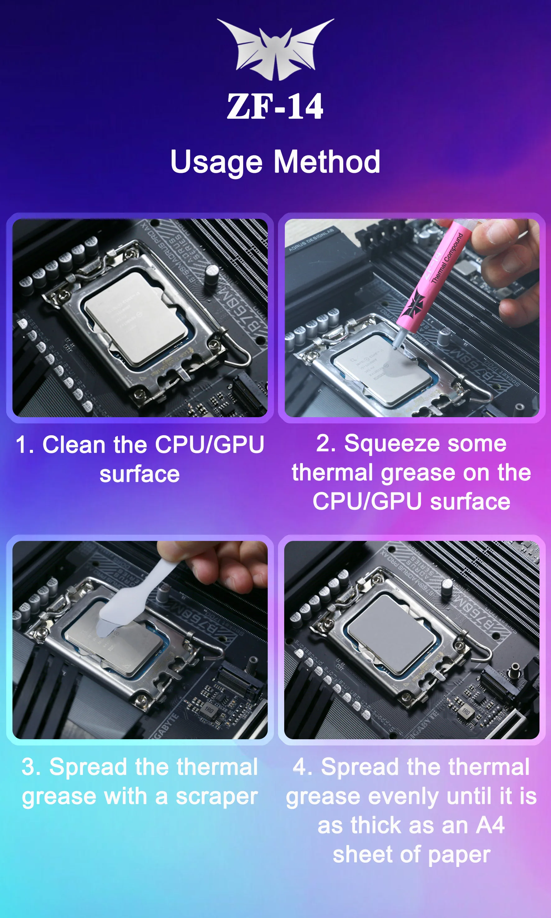 ZF14 2g Thermal Grease 14W Processor Thermal Compound Thermal Paste CPU GPU Cooler Cooling Fan Fluid Conductive Heatsink Plaster