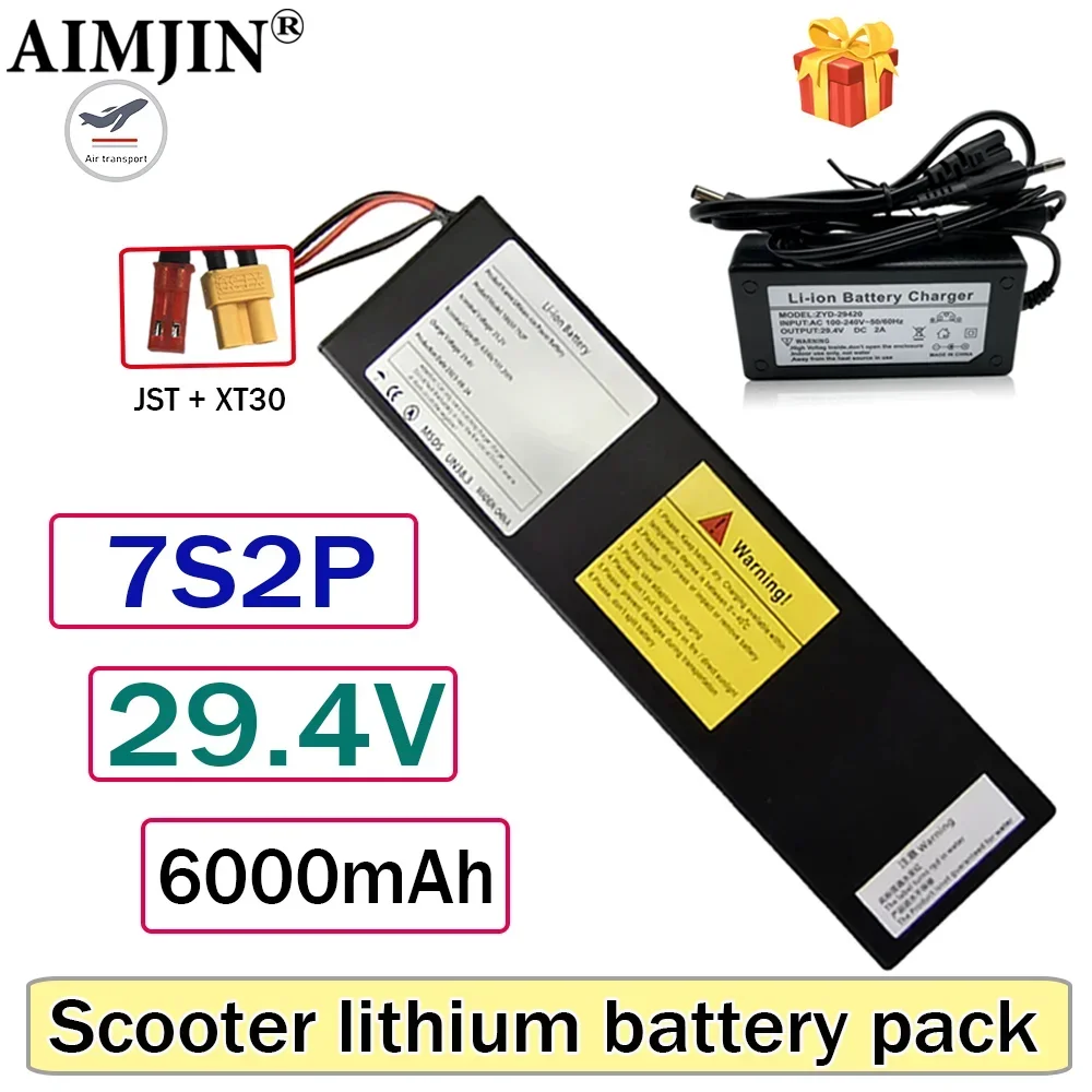 

7S2P 25.2V 6000mAh 18650 li-ion Rechargeable Battery Pack For Electric Bicycle Moped Balancing Scooter+2A Charger