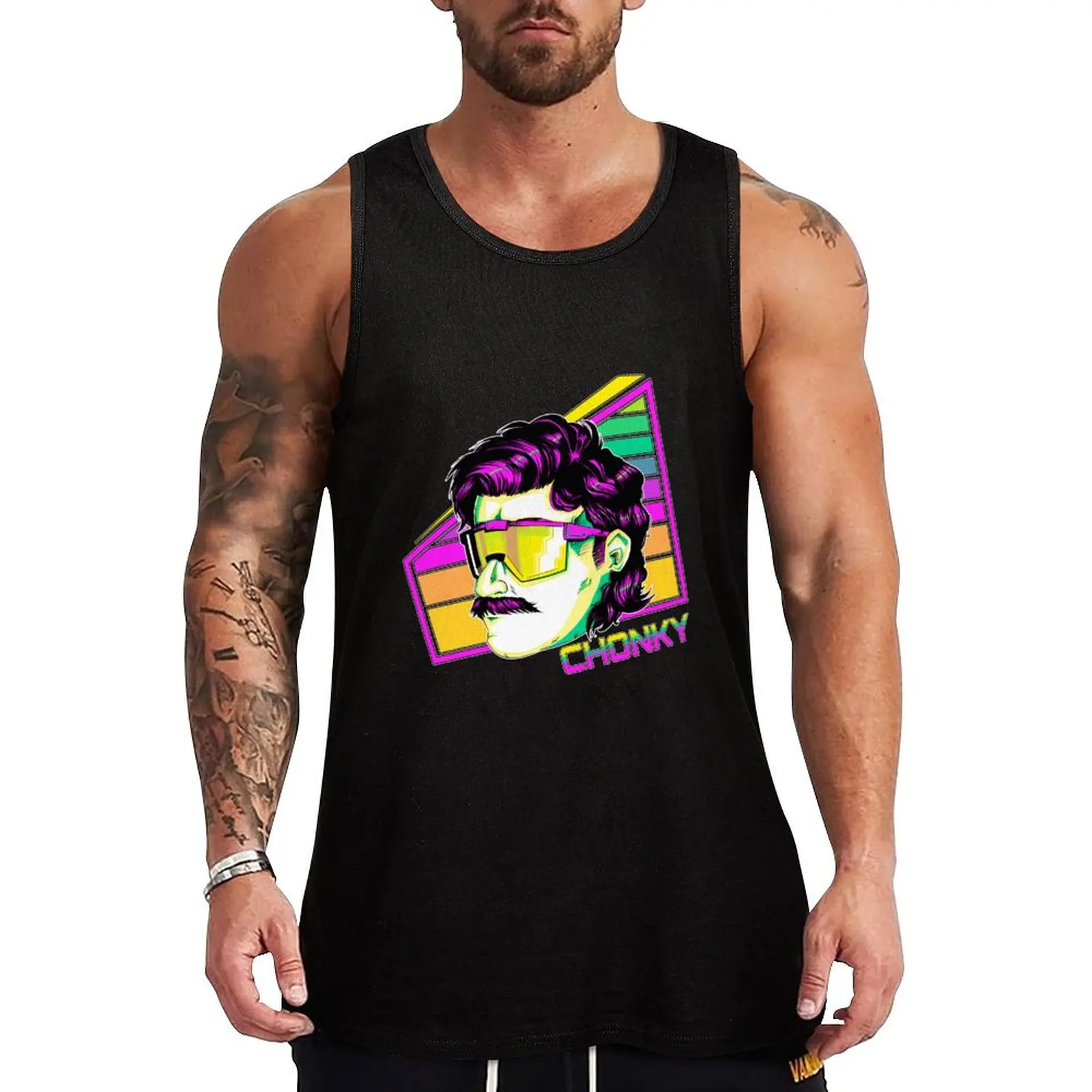 

Chonky RetroWave Tank Top Vest male Male clothes gym Men's t-shirts