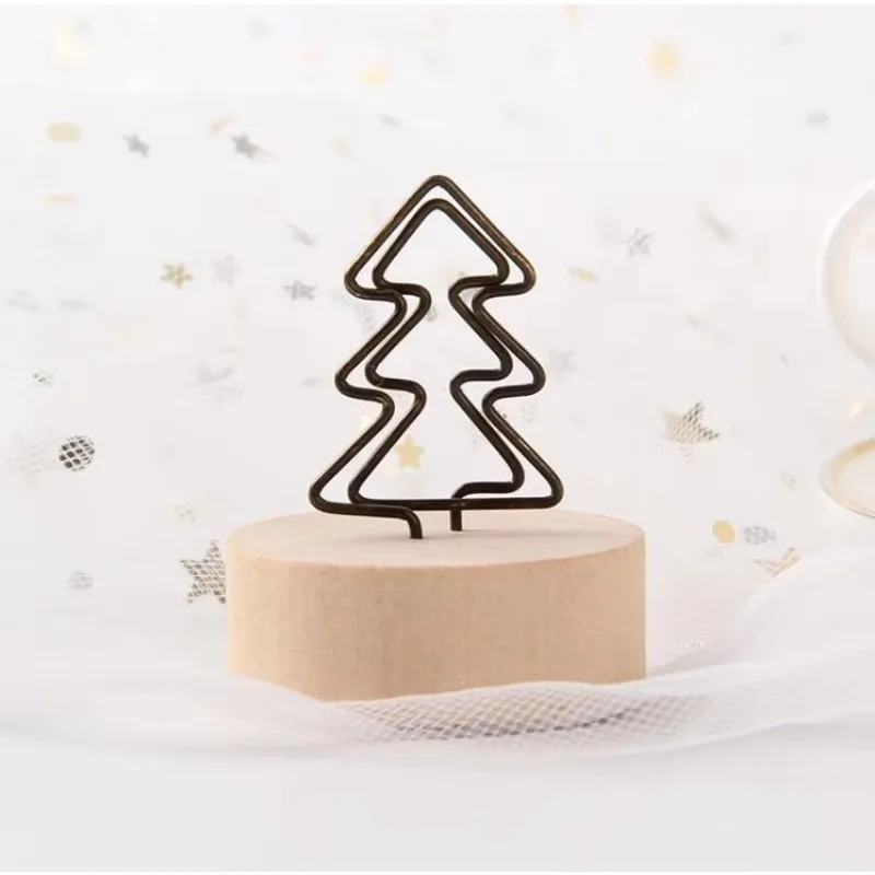 Titular do cartão retro de madeira Note Place, Cute Wood Photo Memo Clip, Stand Clips para Business Desktop, 10pcs