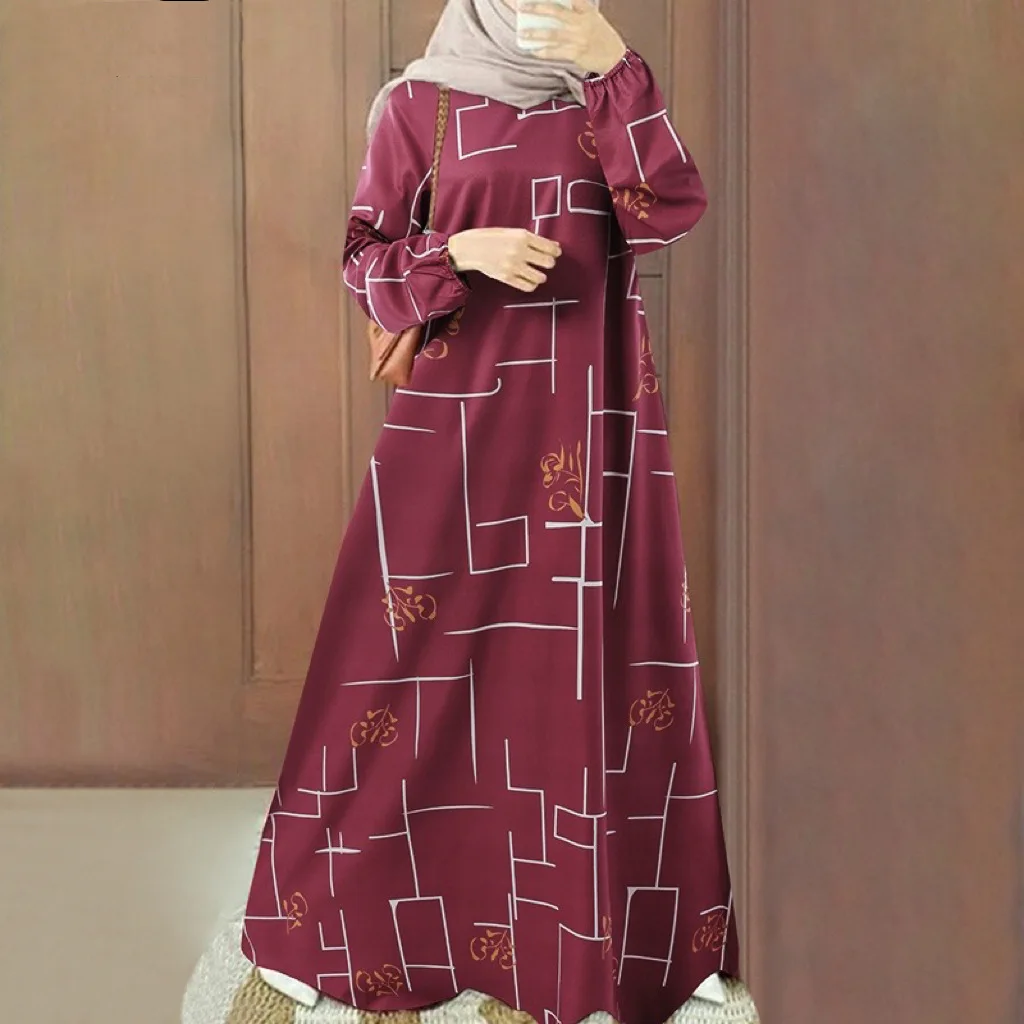 Abaya Muslim Women Print Dress Morocco Ramadan Long Robe Vestidos Abayas Saudi Dubai Arabic Jalabiya Islam Eid Modest Dresses