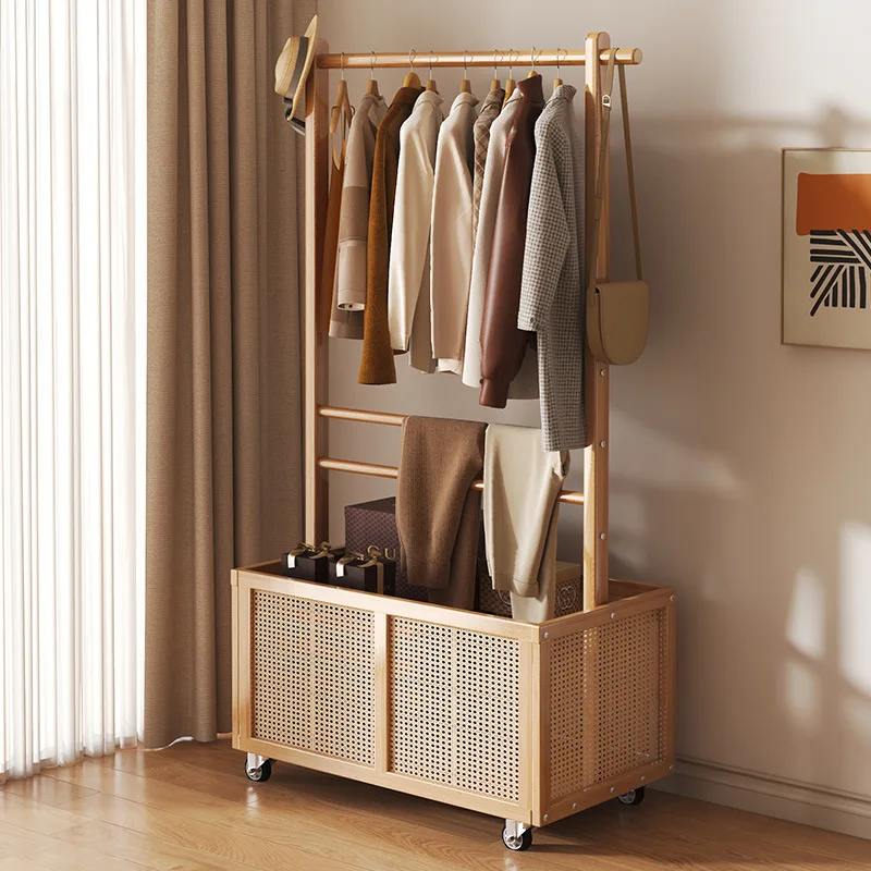 Hanging hanger Floor-to-ceiling bedroom door Simple vertical hanger Household drying rack Multifunctional light luxury rattan