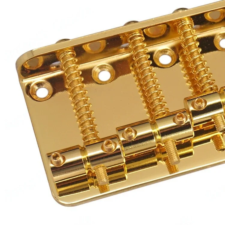 

Four-string Bass Bridge Tailpiece, 80mm String Bridge, Five Screw Holes in A Row, Gold