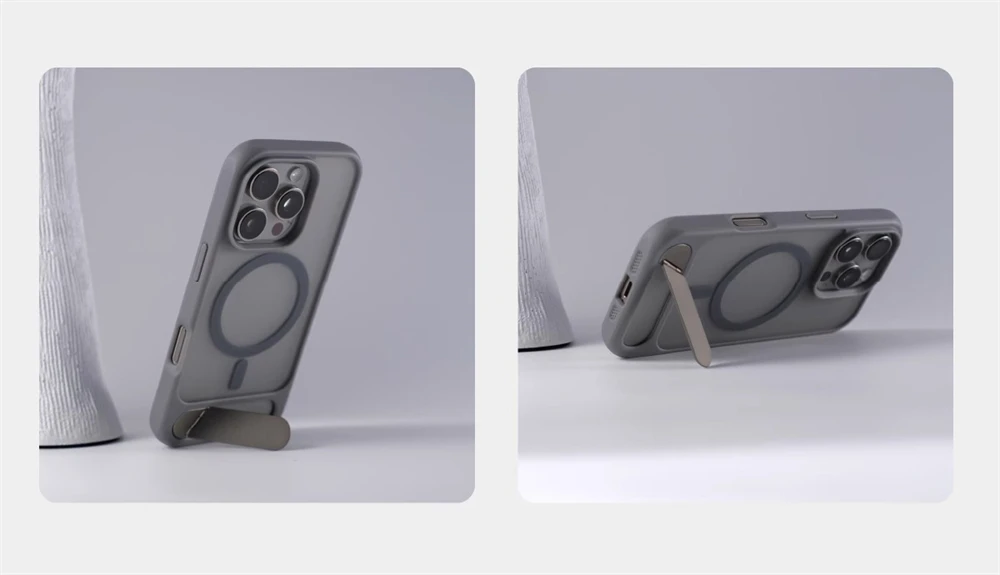 Unsichtbarer Metallständer Magnetische Stoßfängerhülle für iPhone 18 17 16 Pro Max 15 14 13 Pro für MagSafe Kabelloses Laden Stoßfeste Abdeckung – Detail 4