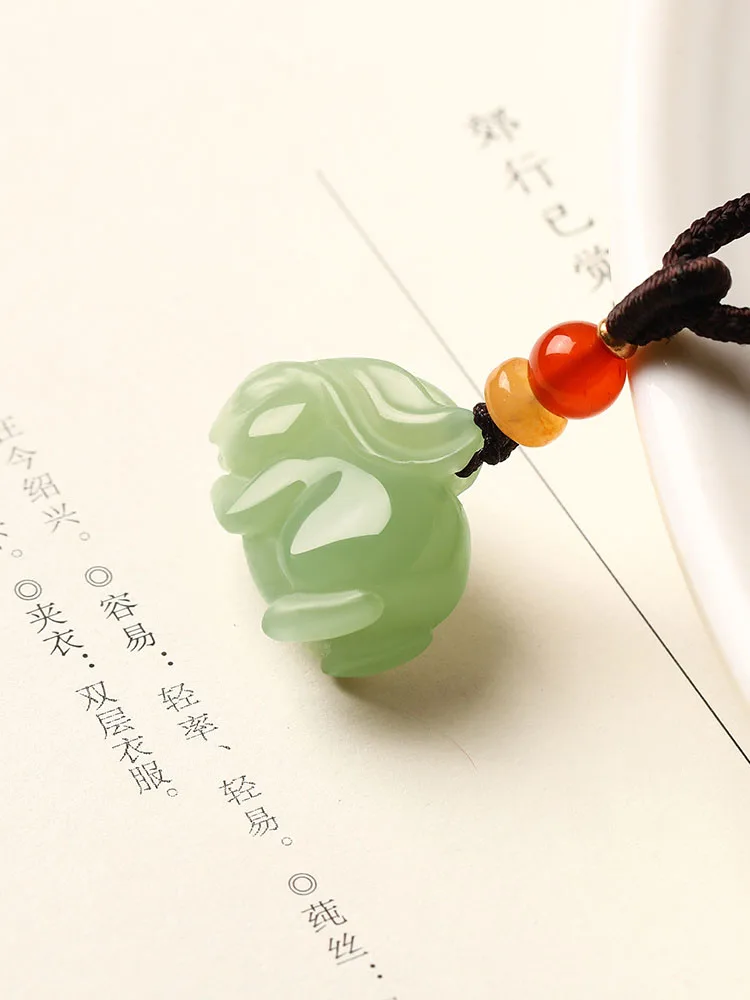 New Hetian Jade Zodiac Rabbit Pendant Three-dimensional Jewelry for Men and Women