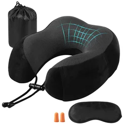 Ushaped-almohada de viaje para el cuello, cojín portátil de espuma viscoelástica en forma de U, para dormir, para avión, Cervical, cuidado de la salud