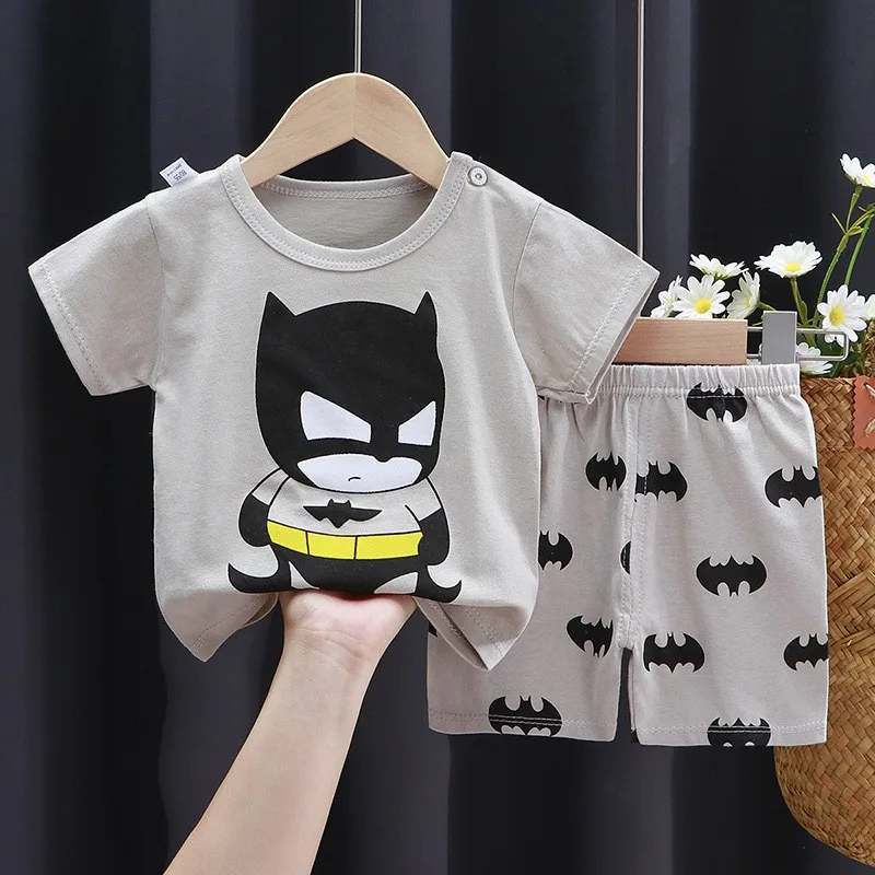 Boys Summer Costume New Short Sleeve Tshirt Shorts Baby Girls Small Car Print Tees 2PCS Trendy New Style Tracksuits Outer Wear