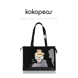 KOKOPEAS Borsa per la spesa con grafica alla moda Borsa a tracolla riutilizzabile in PVC impermeabile Borsa stile Londra Borsa shopper da donna