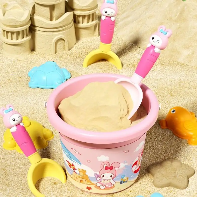 เป็นมิตรกับสิ่งแวดล้อมการ์ตูนกระต่ายทรายปราสาทอาคารชุดสําหรับเด็กชายหาดชุดของเล่นพลั่ว,ถังนาฬิกาทรายกลางแจ้งเล่นทรายของเล่น