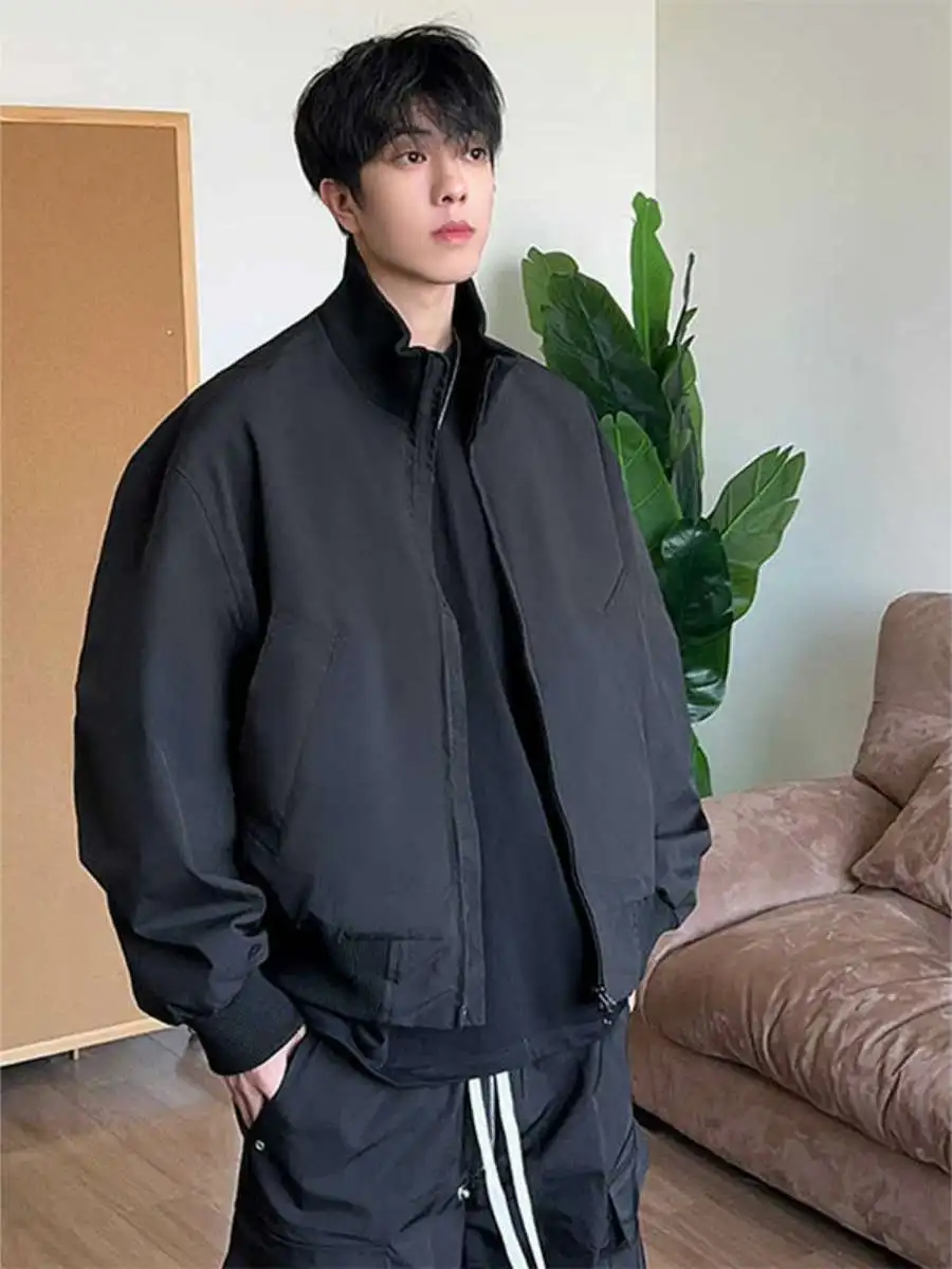 

Casual Stand Collar Men's Jaet Korean Sle Sport Youth Faion Pilot Workwear American High Street ort Coat