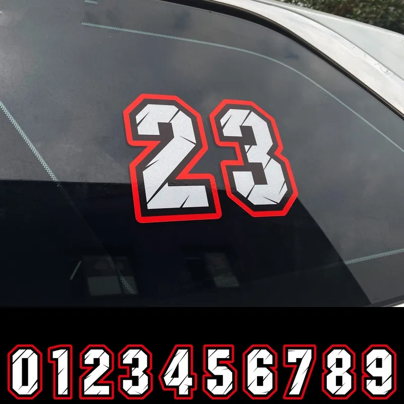 No Background Figures 0 1 2 3 4 5 6 7 8 9 Racing Number Helmet Racing Vinyl Decals Motorcycle Accessories Sticker