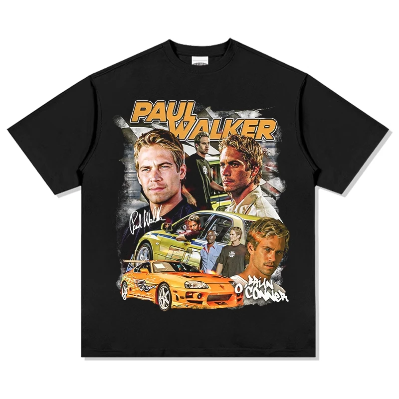 Fast Furious T Shirt Paul Walker Print T Shirts Fashion Vintage Trend Tops Pure Cotton Adult Child Clothing Streetwear Loose Tee