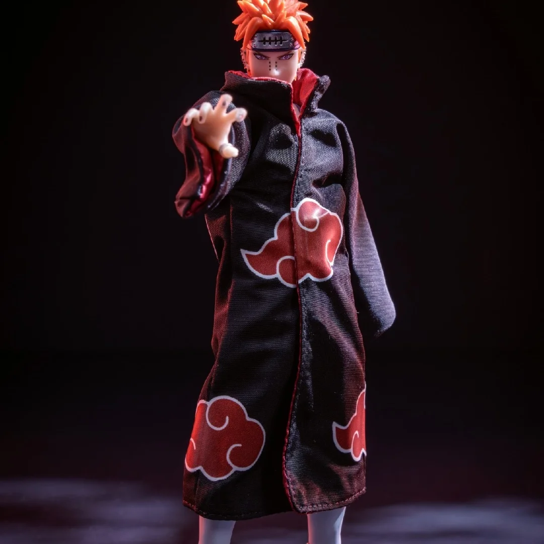 Naruto SHF Anime Handmade Pain tailored Akatsuki robe Built in magnetic attraction Built In Iron Wire Is Suitable for 1/12 Toys