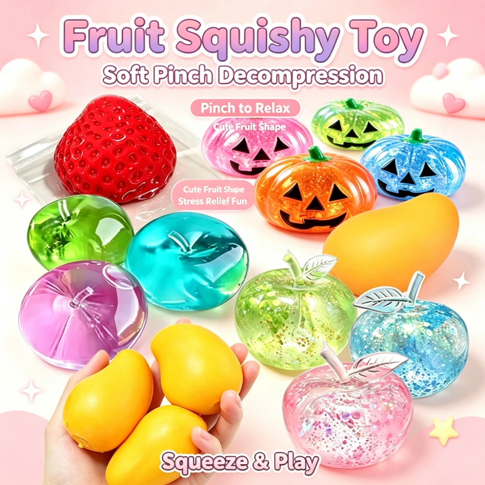 Fruit Creative Handcrafted Stress Relief Ball Green Apple-Shaped Slow Rebound Fruits Squeeze Lifelike Novelty Prank Party Gifts