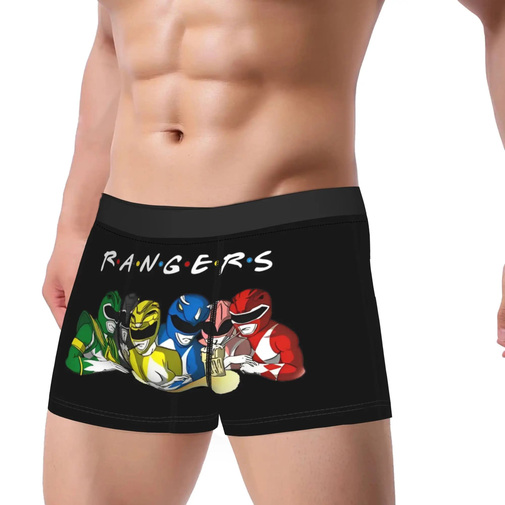Men Boxer Briefs Shorts Panties FUNNY Power Rangers FRIENDS  Soft Underwear  Male Humor Plus Size Underpants