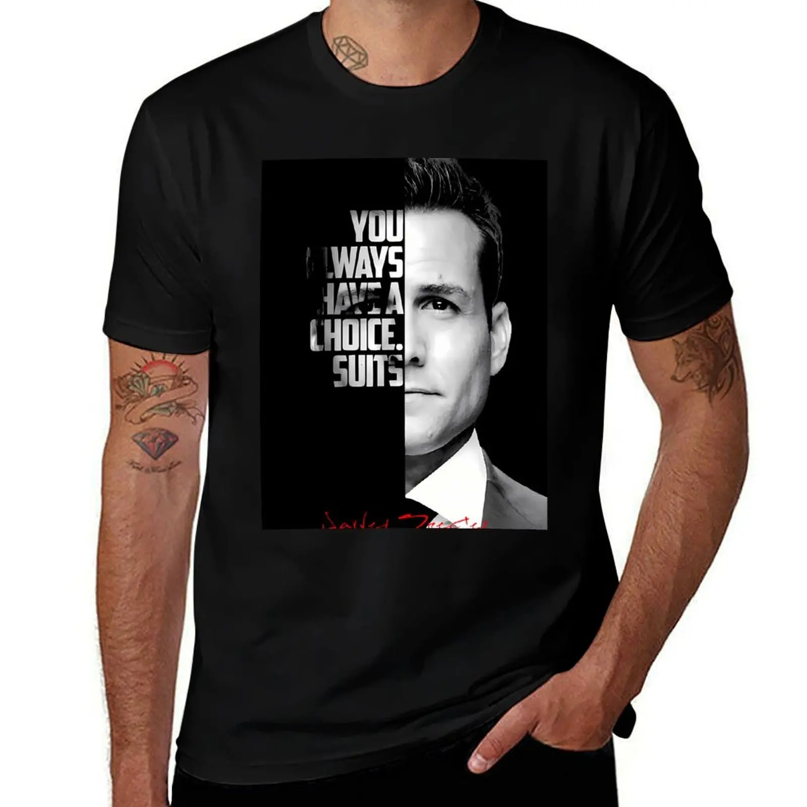 Black and white Harvey Specter quote. T-Shirt Classic Graphic Short Sleeve Top
