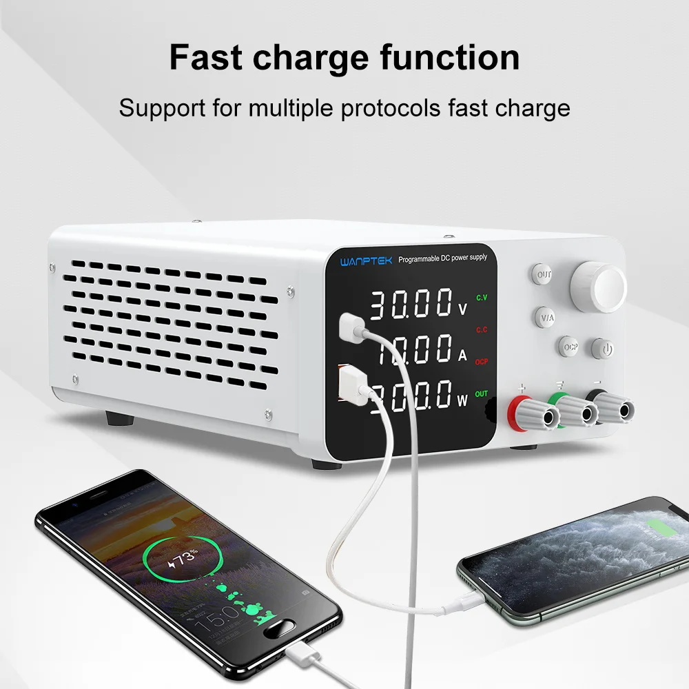 Wanptek Lab DC-Netzteil, einstellbar, USB-Ladefunktion, Display, 30V 5A 10A 60V 5A 120V 3A, Spannungsregler für Reparaturen – Detail 9